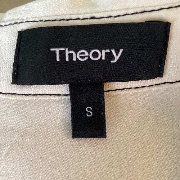 Theory Sunaya B Modern Silk Contrast Stitching Georgette Oversized Blouse - S - Picture 12 of 14